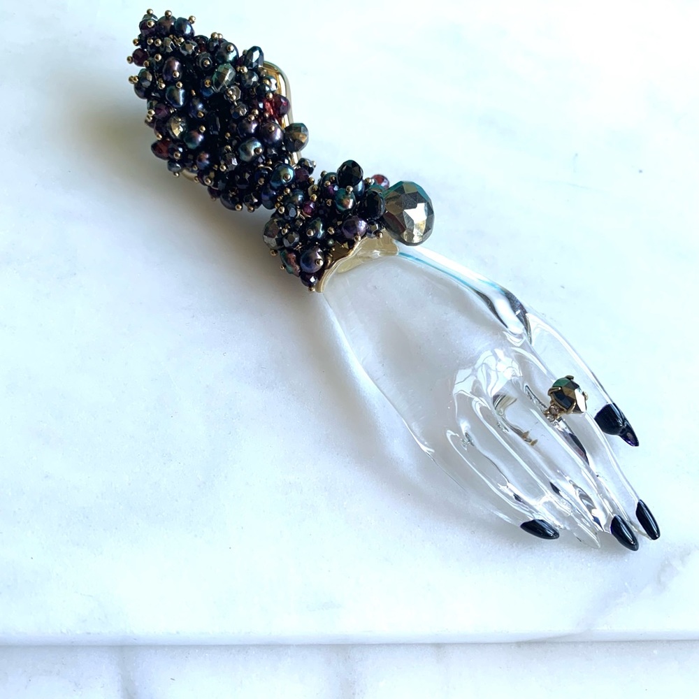 Alexis Bittar Coveteur Huge Hand Lucite pearls Gemstones One Statement Earring - Picture 15 of 16